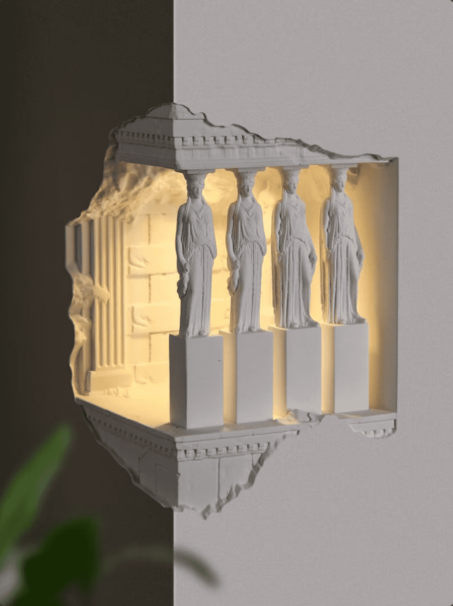 trang trí cột nhà với đèn điêu khắc kiến trúc phong cách Hy Lạp