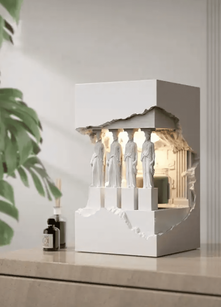 trang trí cột nhà với đèn điêu khắc kiến trúc phong cách Hy Lạp